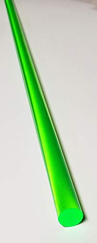 3/4 Çap x 18 Uzun Yeşil Şeffaf Floresan Saydam Ekstrüde Akrilik Pleksiglas Lucite Çubuk-19mm -.75