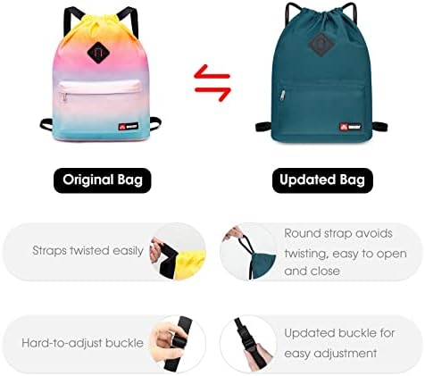 WANDF büzgülü sırt çantası Ayakkabı Cebi ile, spor çanta Suya Dayanıklı Dize Sackpack Cinch Çanta Kadın Erkek için