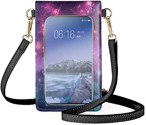 Forchrınse Pembe Mavi Galaxy Bulutsusu Crossbody cep telefonu çantası Genç Kızlar için, Hafif Pu Deri Omuz Telefonu