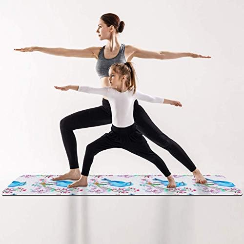 Unicey Kalın Kaymaz Egzersiz ve Fitness 1/4 Yoga mat Boyalı Kuş Çiçek Şube Baskı Yoga Pilates ve Zemin Fitness Egzersiz