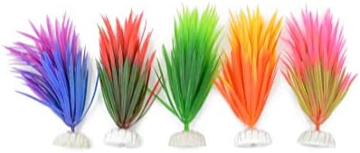 CNZ Çeşitli Renk Akvaryum Plastik Bitki Dekorasyon w Seramik Taban, 16 Parça Çeşitli