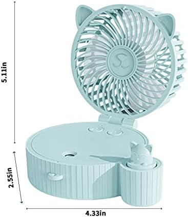 Renkli Sprey Küçük Elektrikli Fan, Mini El Masaüstü Soğuk Fan USB Şarj, 3 Hızlı Rüzgar Modu, Yerden Tasarruf Taşınabilir