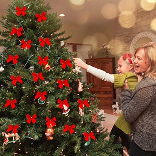 MAGİCLULU Mini Noel Yay 12 Adet Noel Ağacı Yaylar Küçük Şerit Yay 2.4/6 CM Dekoratif Kravat Dikiş El Sanatları Hediye