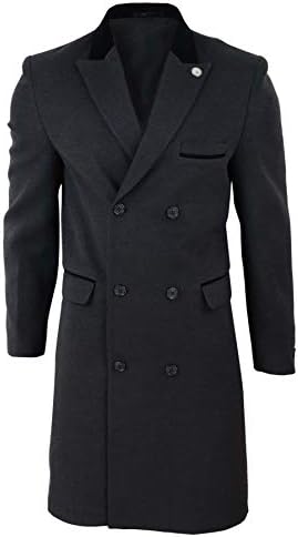 TruClothing.com Erkek 3/4 Uzun Kruvaze Palto Ceket Yün Ceket