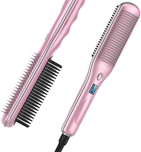 RIFNY saç düzleştirici fırça, ısıtmalı saç düzleştirici fırça tarak ile otomatik sıcaklık kilidi 3 ısı seviyeleri