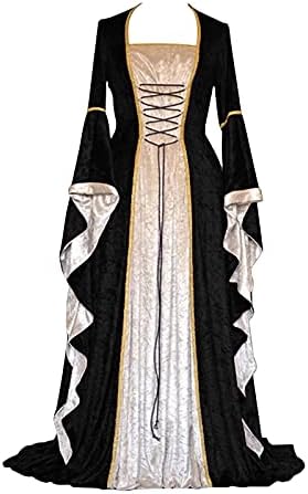 ZEFOTİM Gotik Elbise Kadın Gevşek Trompet Kollu Retro Cosplay Elbise Uzun Kollu Elegante Parti Kulübü Elbise Maxi