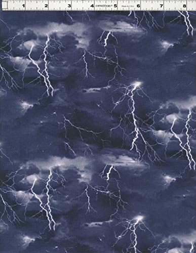 Pamuk Manzara Karışık Gök Gürültüsü Fırtına Şimşek Fırtına Avcıları Bulutlar Siyah Pamuklu Kumaş Baskı Yard tarafından