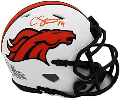 Courtland Sutton İmzalı Denver Broncos Speed Lunar NFL Mini Kask-İmzalı NFL Mini Kasklar