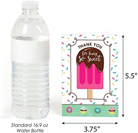 Mutluluğun Büyük Noktası Sweet Shoppe-Şeker ve Fırın Doğum Günü Partisi veya Bebek Duşu Teşekkür Kartları (8 adet)