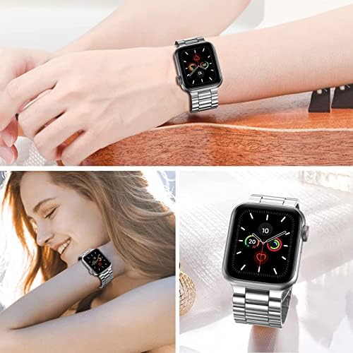 Fitlink Metal Bant için Uyumlu Apple Watch Serisi 8 7 6 5 4 3 2 1 SE Apple Watch Ultra, paslanmaz Çelik Su Geçirmez