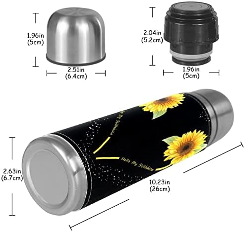 Ayçiçeği Vakum Yalıtımlı Paslanmaz Çelik Termos Şişeler 16 oz, Kullanımlık Sızdırmaz BPA Içermeyen Su Şişesi ile Fincan