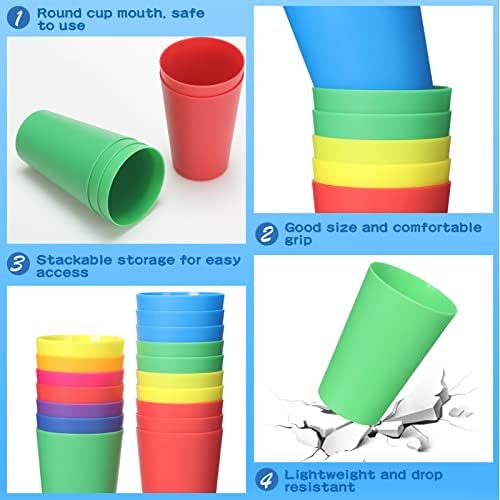 Yahenda 100 Paket 5.5 oz Çocuklar Yeniden Kullanılabilir plastik bardaklar Çocuk içecek bardakları Renkli plastik
