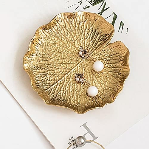 Altın Yaprak Tepsisi Lotus Yaprağı Dekoratif Altın Biblo Çanak Takı Yüzük Tutucu Altın Yaprak Takı Tabak Çanak Makyaj