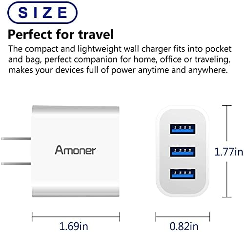 15W USB Duvar Şarj Cihazı, USB C Tipi Kablo 3ft/6ft 15W 3 Portlu Kompakt Duvar Şarj Cihazı USB C Kablosu ile Galaxy
