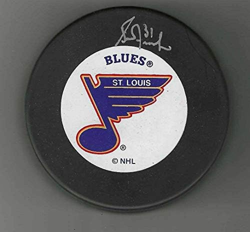 Grant Fuhr İmzalı St Louis Blues Siper Diski, Üst İmzalı NHL Disklerinde İmzalandı