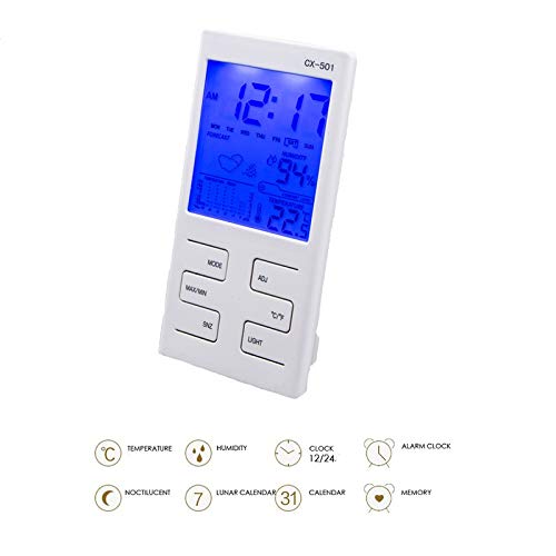 WXYNHHD Dijital Termometre Higrometre LCD Arka Çok Fonksiyonlu Kapalı LCD Dijital Sıcaklık Nem Ölçer