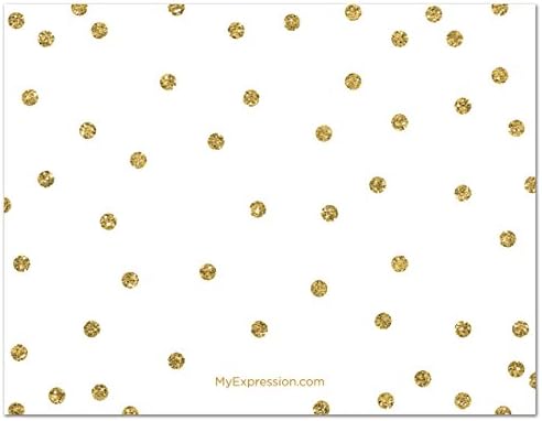 MyExpression.com 48 Cnt Altın Parıltılı Grafik Noktalar Bebek Tahmin Kartları-Beyaz