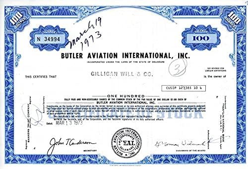 Butler Havacılık Uluslararası, Inc. - Stok Sertifikası