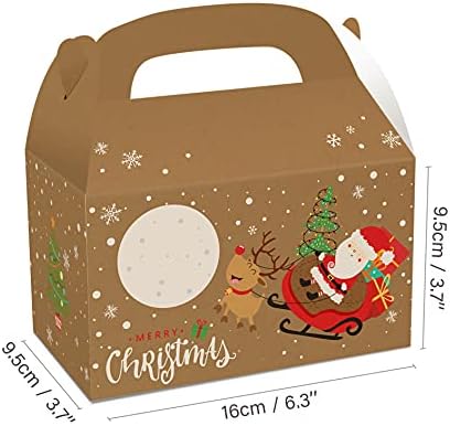 Noel Hediye Kutuları, 12 Paket Noel kraft el işi kağıdı Kutuları Noel hediye keseleri Noel Partisi Malzemeleri için