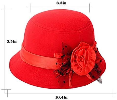 Glamorstar Vintage Keçe Cloche Şapka Kış Çiçek Fedora Kova Şapka Melon Şapka